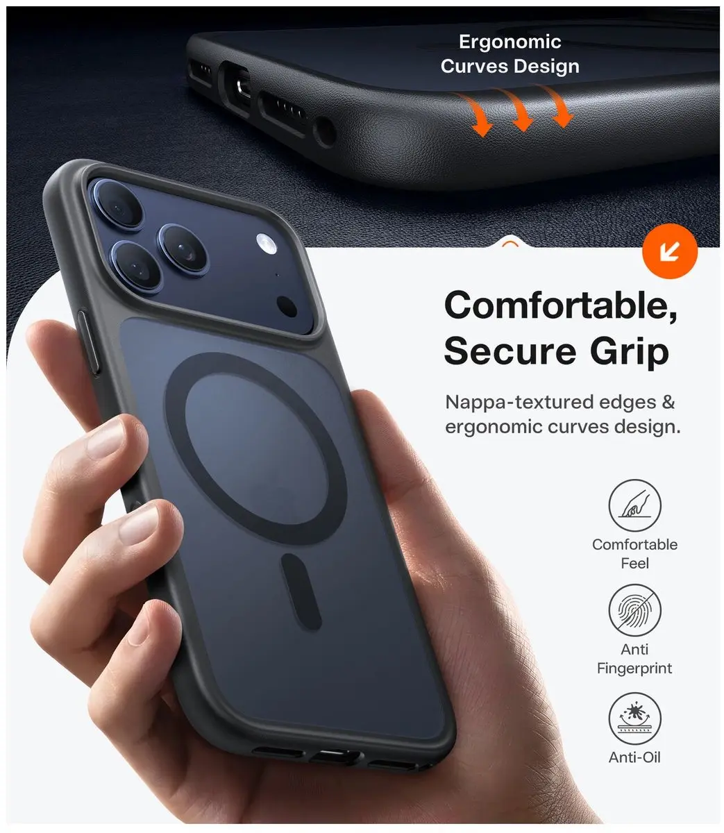 Torras Guardian Magnetic Hoesje iPhone 17 Pro - Mat Zwart