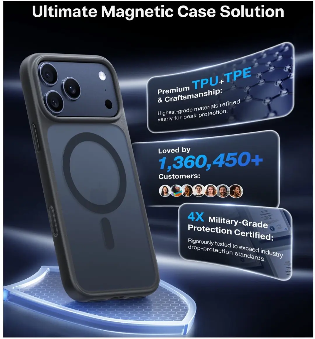 Torras Guardian Magnetic Hoesje iPhone 17 Pro - Mat Zwart - afbeelding 6 van 6