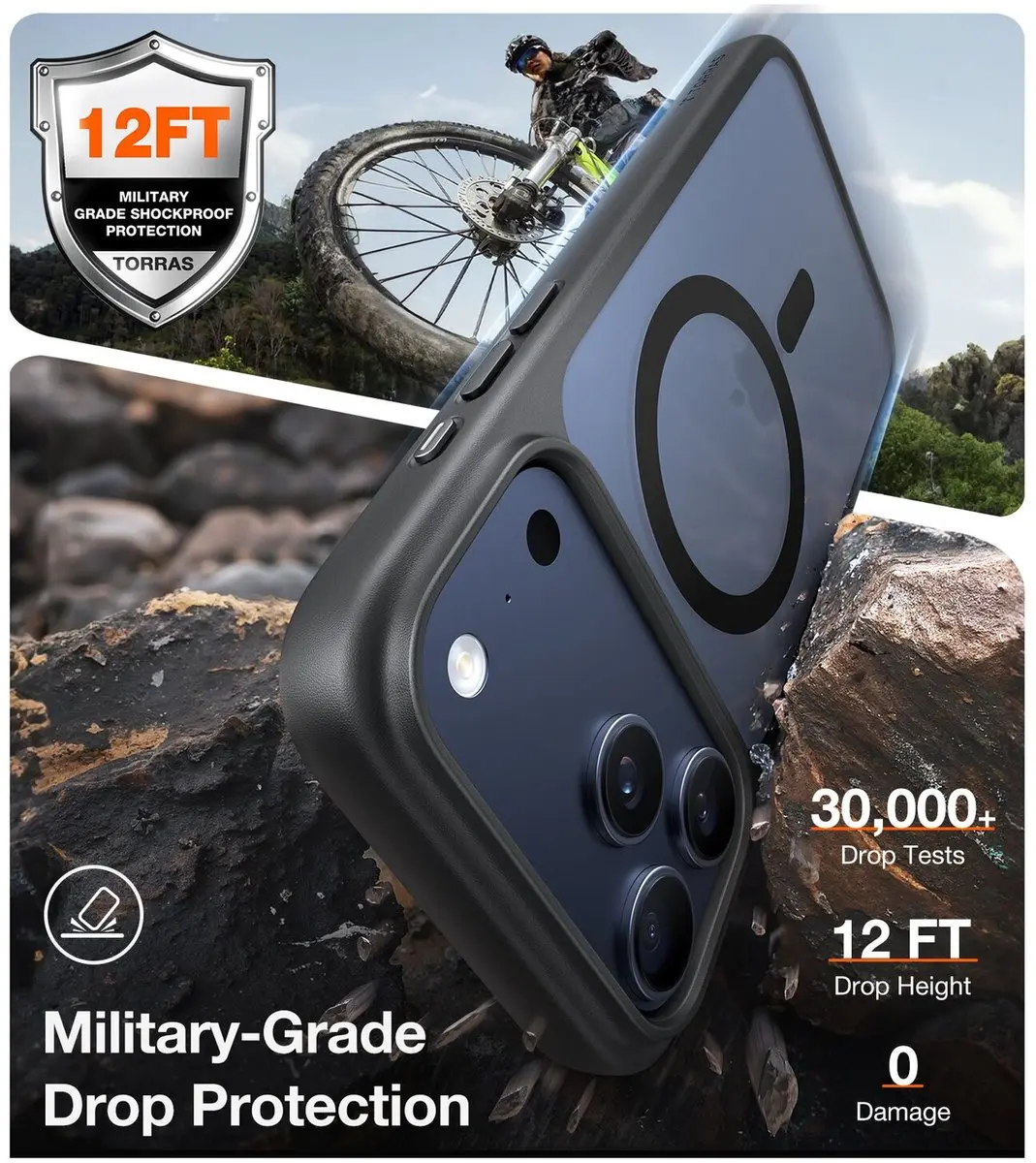 Torras Guardian Magnetic Hoesje iPhone 17 Pro - Mat Zwart