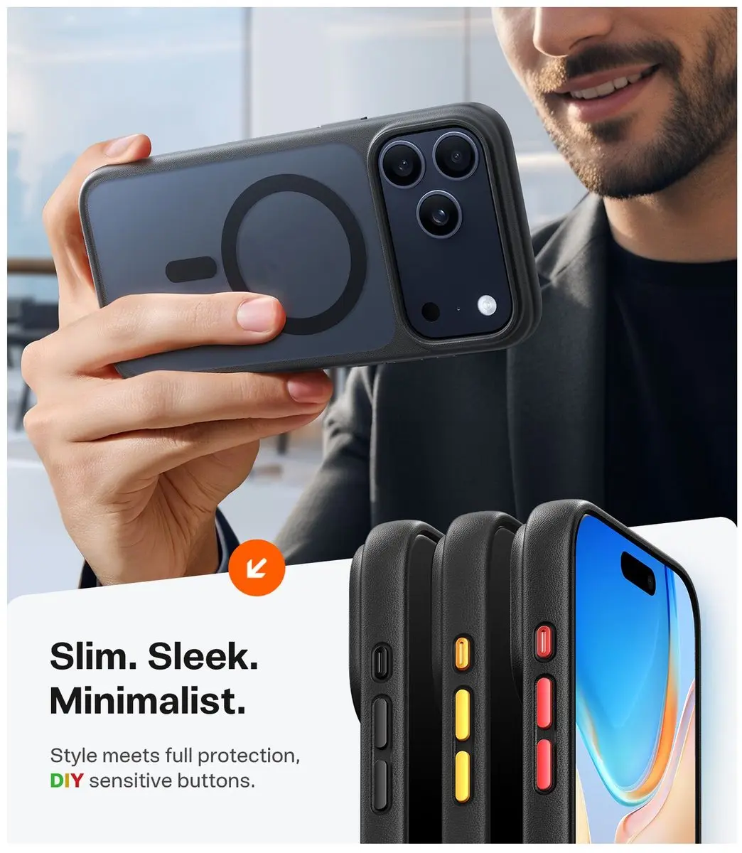 Torras Guardian Magnetic Hoesje iPhone 17 Pro Max - Mat Zwart