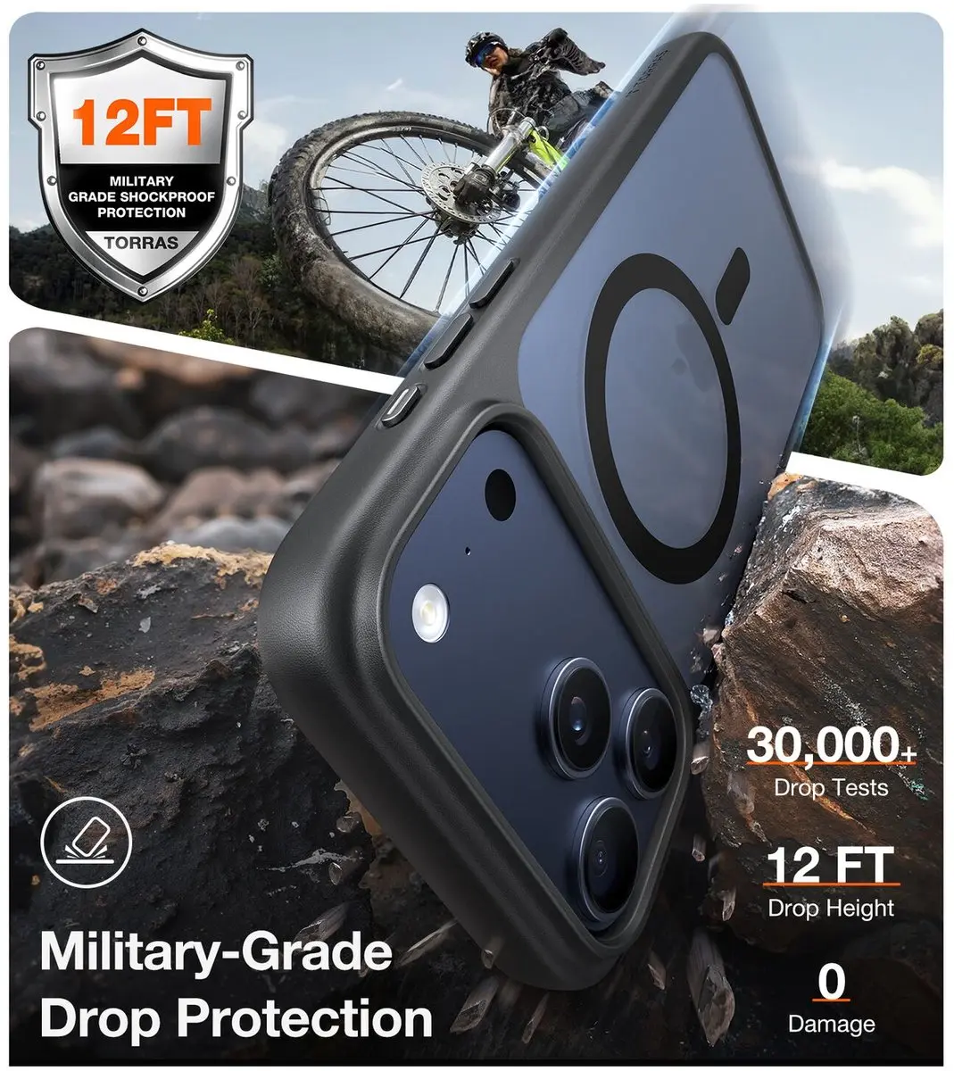 Torras Guardian Magnetic Hoesje iPhone 17 Pro Max - Mat Zwart