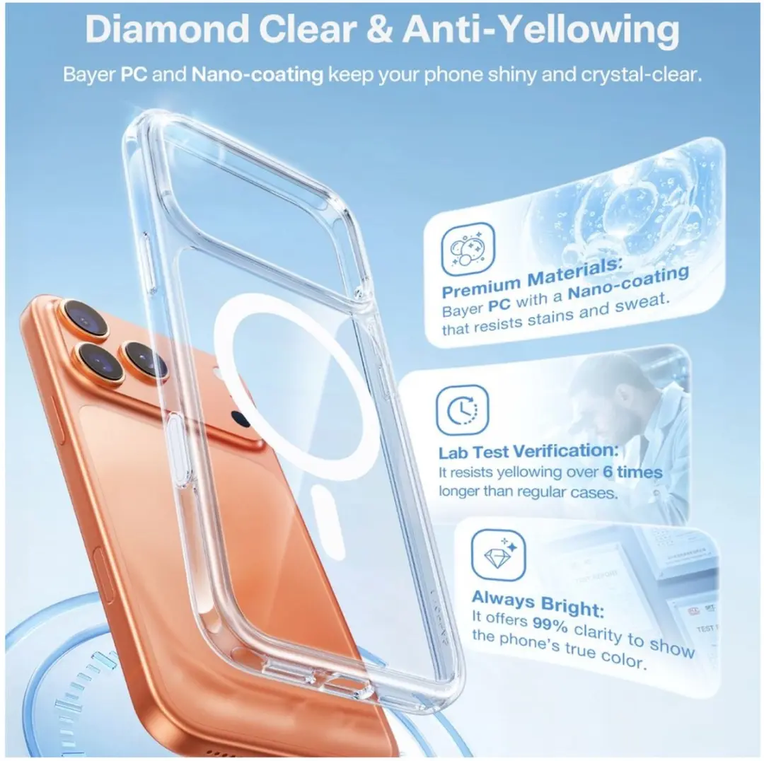 Torras Guardian Magnetic iPhone 17 Pro Max Hoesje - Transparant - afbeelding 6 van 6