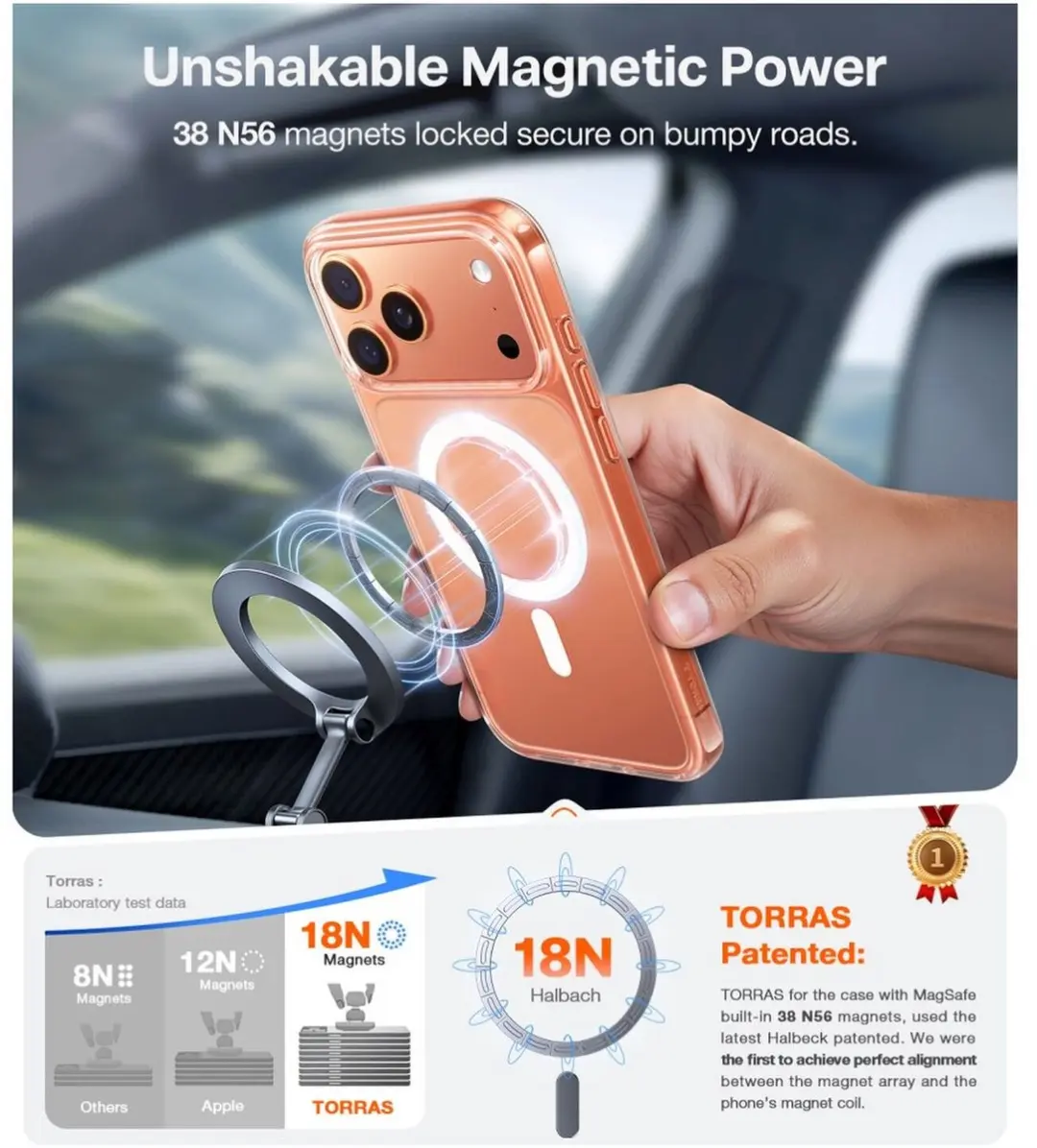 Torras Guardian Magnetic iPhone 17 Pro Max Hoesje - Transparant
