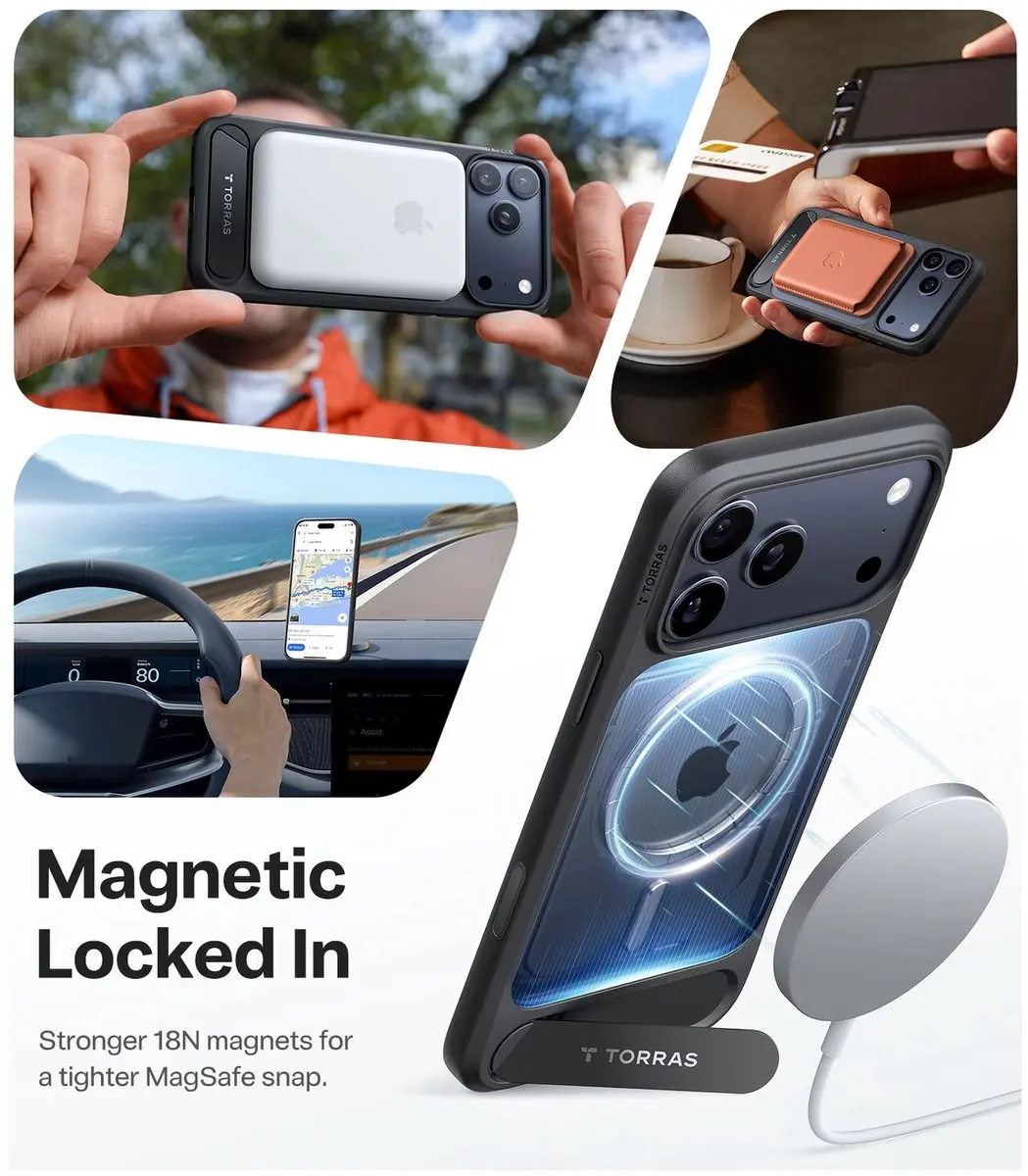 Torras UPro Pstand Hoesje iPhone 17 Pro - MagSafe - Zwart - afbeelding 6 van 6