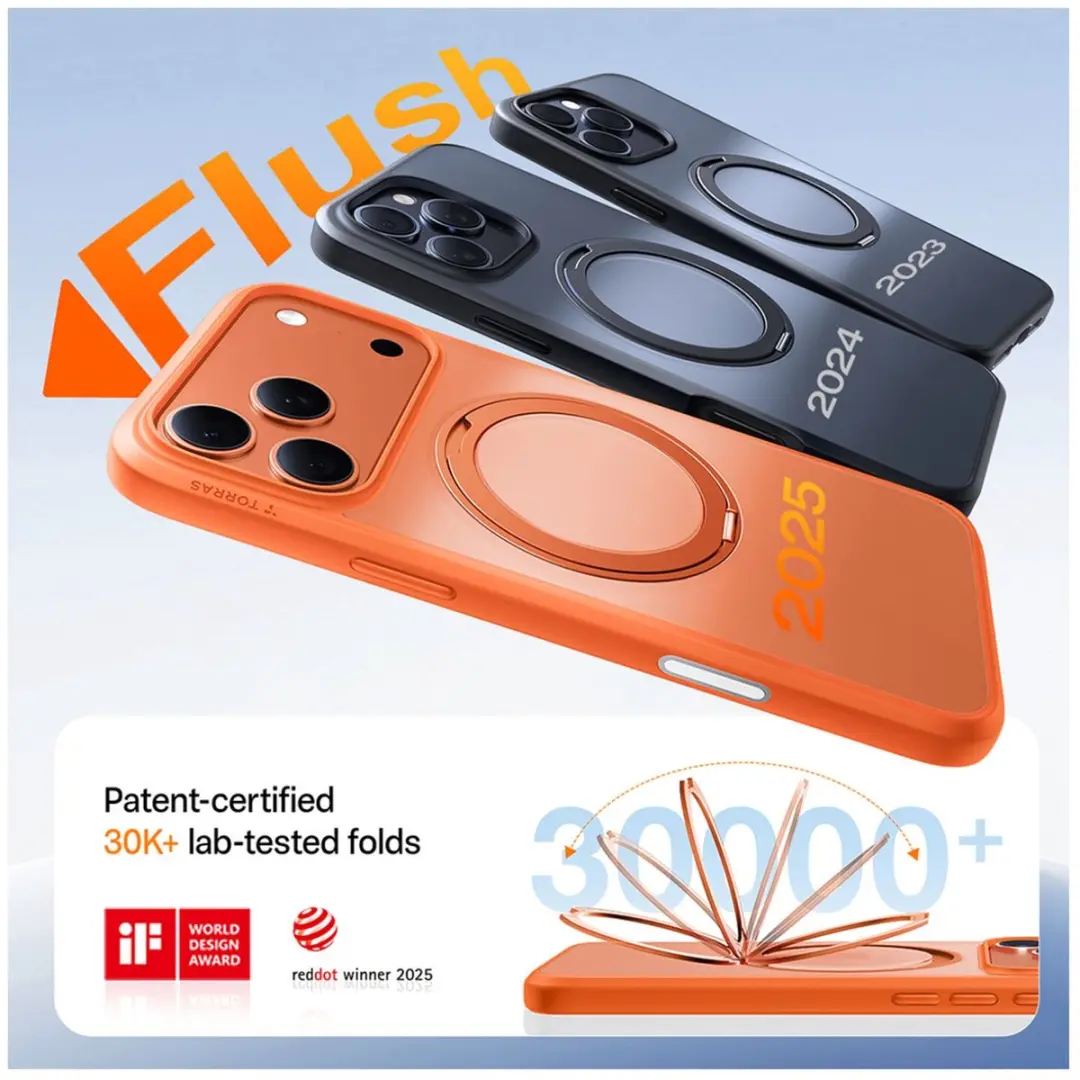 Torras UPro Ostand Pro Hoesje iPhone 17 Pro - Oranje - afbeelding 6 van 6
