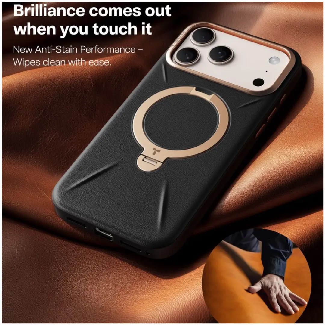 Torras Ostand Q Pro Leather Hoesje iPhone 17 Pro Max - MagSafe - Zwart