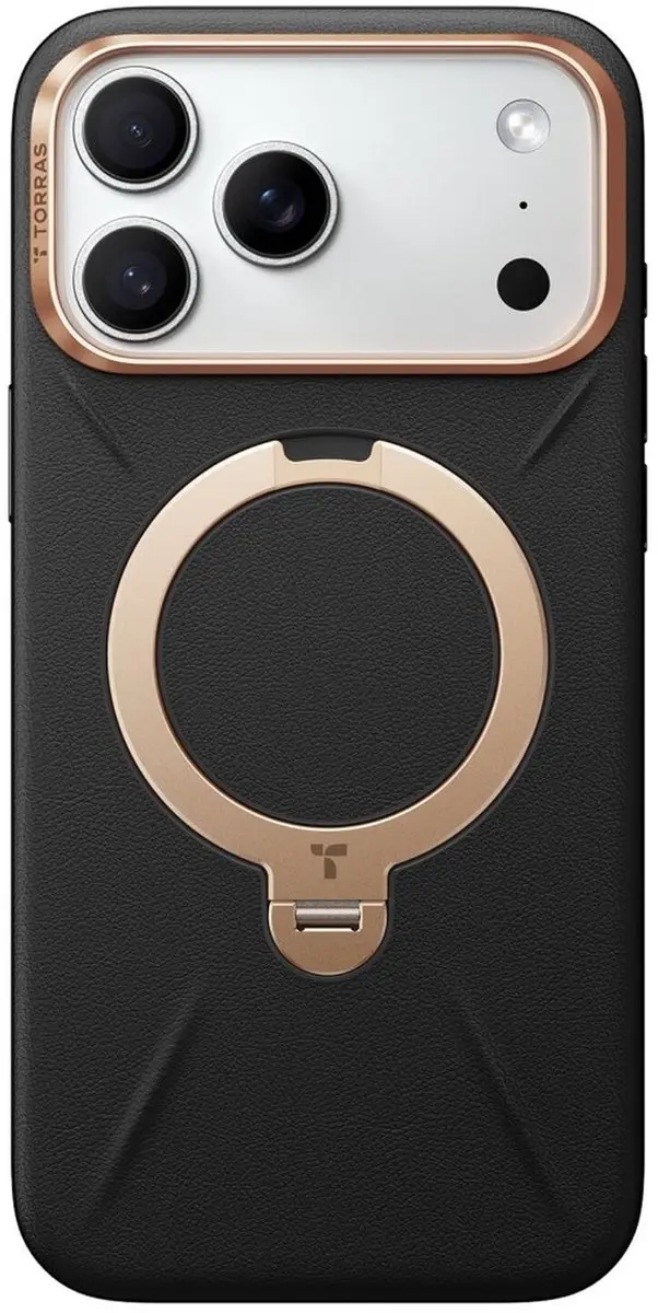 Torras Ostand Q Pro Leather Hoesje iPhone 17 Pro Max - MagSafe - Zwart - afbeelding 6 van 6