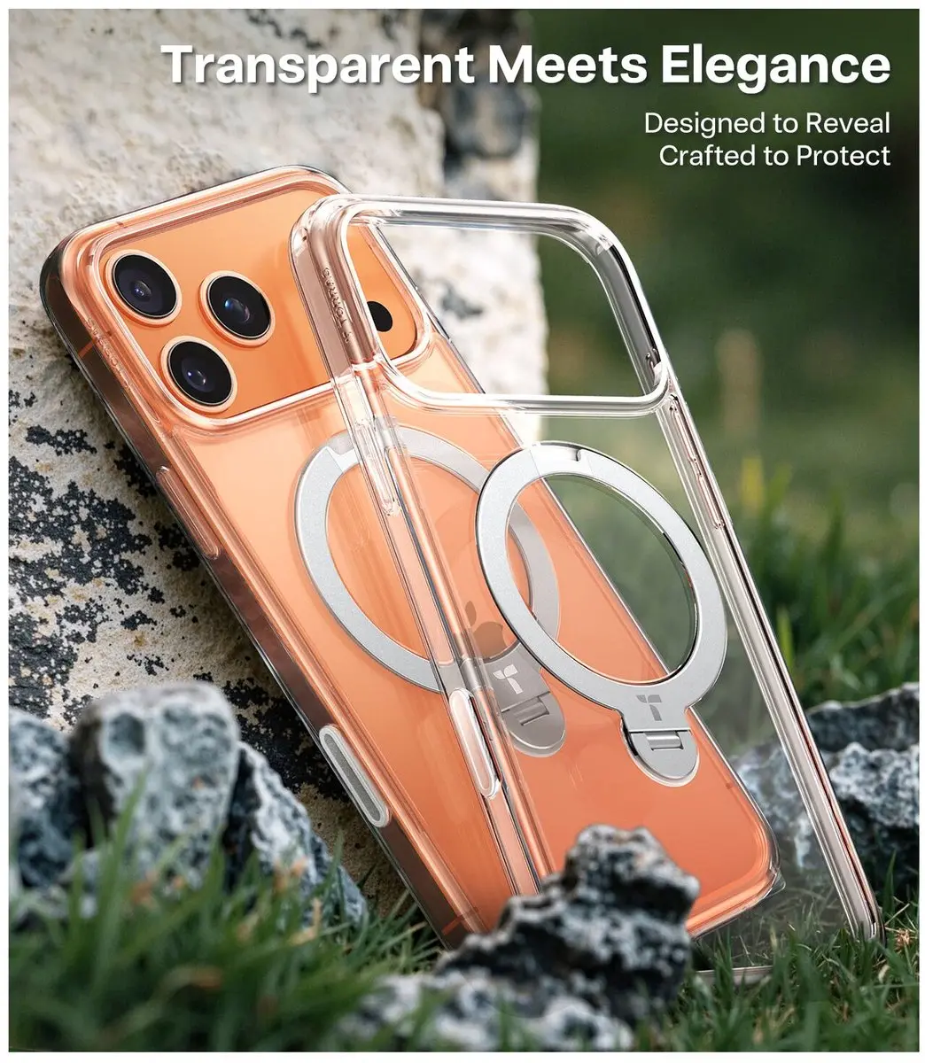 Torras UPro Ostand Spin Hoesje iPhone 17 Pro Max - Transparant