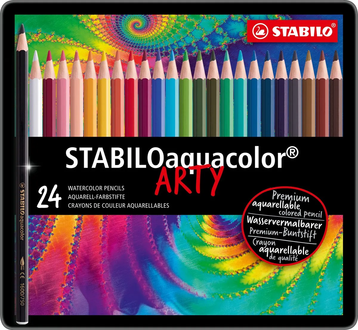STABILO aquacolor ARTY Aquarel Potloden 24 Kleuren - Metalen Etui