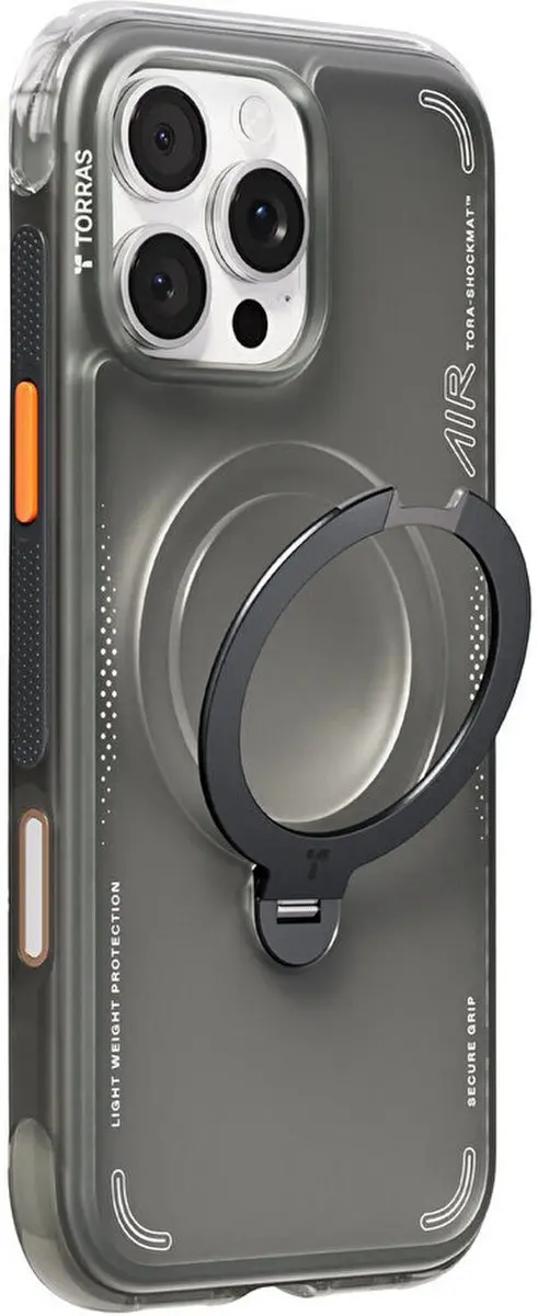 Torras Ostand Q3 Air Spin Hoesje iPhone 16 Pro Max - MagSafe - Zwart