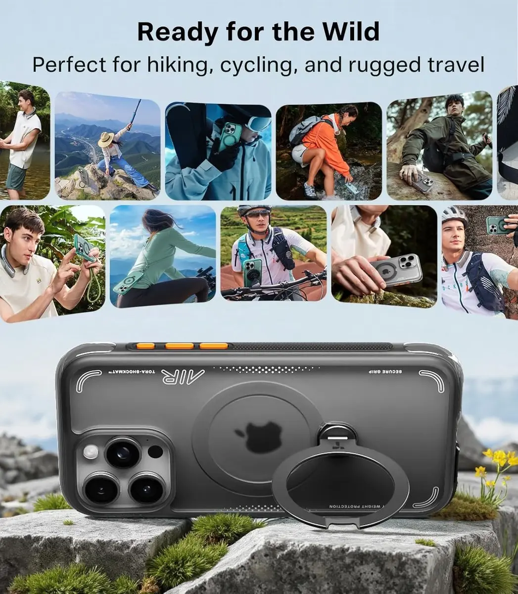 Torras Ostand Q3 Air Spin Hoesje iPhone 16 Pro Max - MagSafe - Zwart - afbeelding 6 van 6