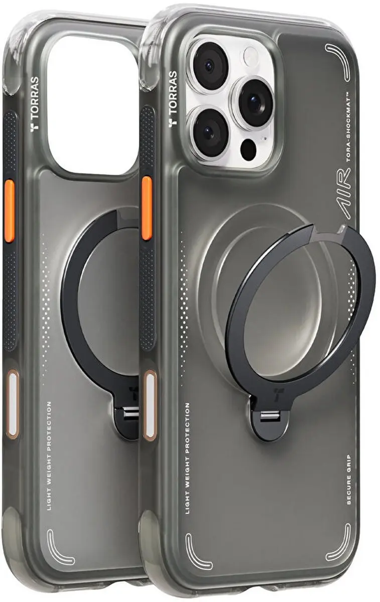 Torras Ostand Q3 Air Spin Hoesje iPhone 16 Pro Max - MagSafe - Zwart