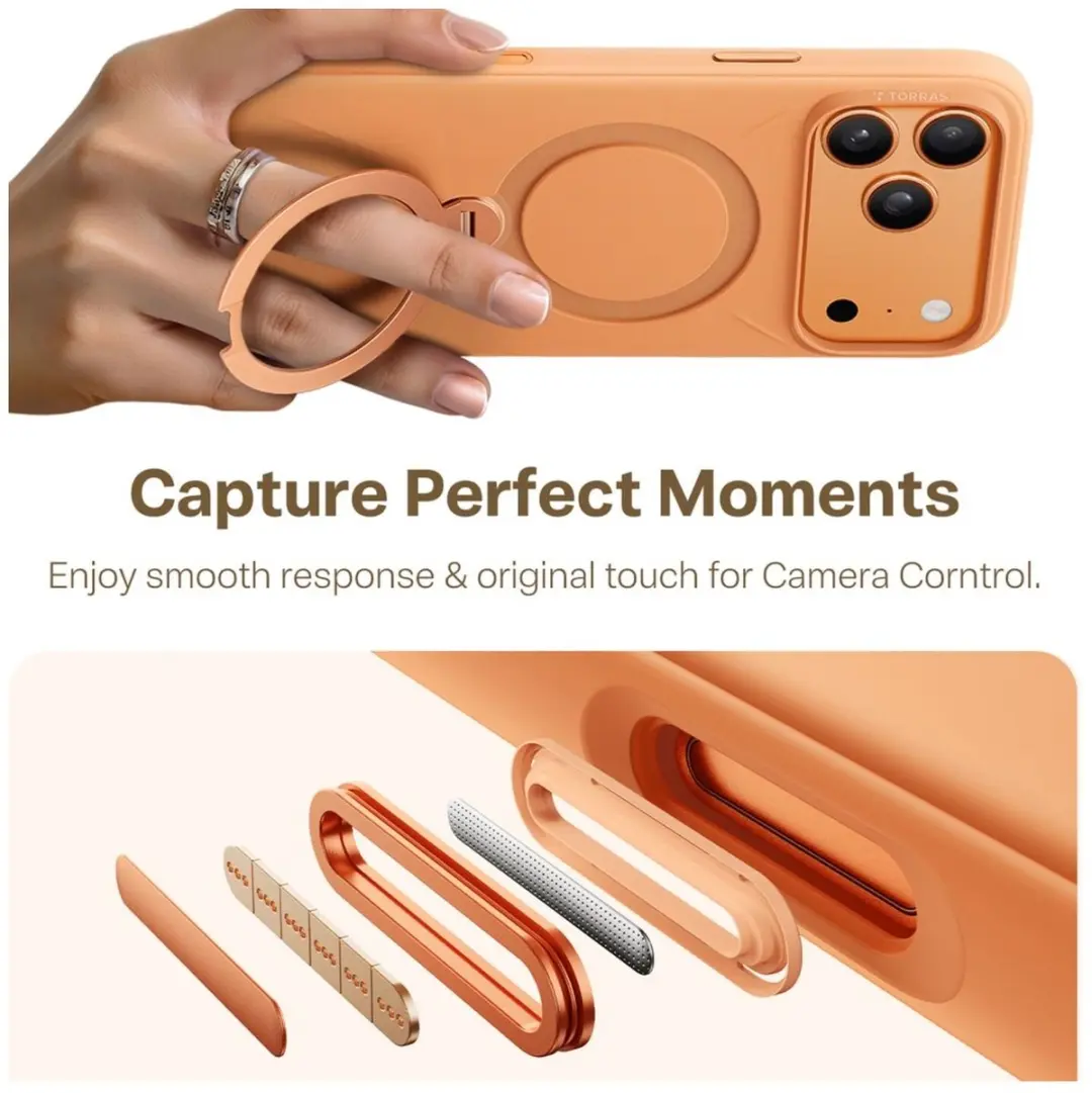Torras Ostand Q Pro Silicone Hoesje iPhone 17 Pro Max - Oranje