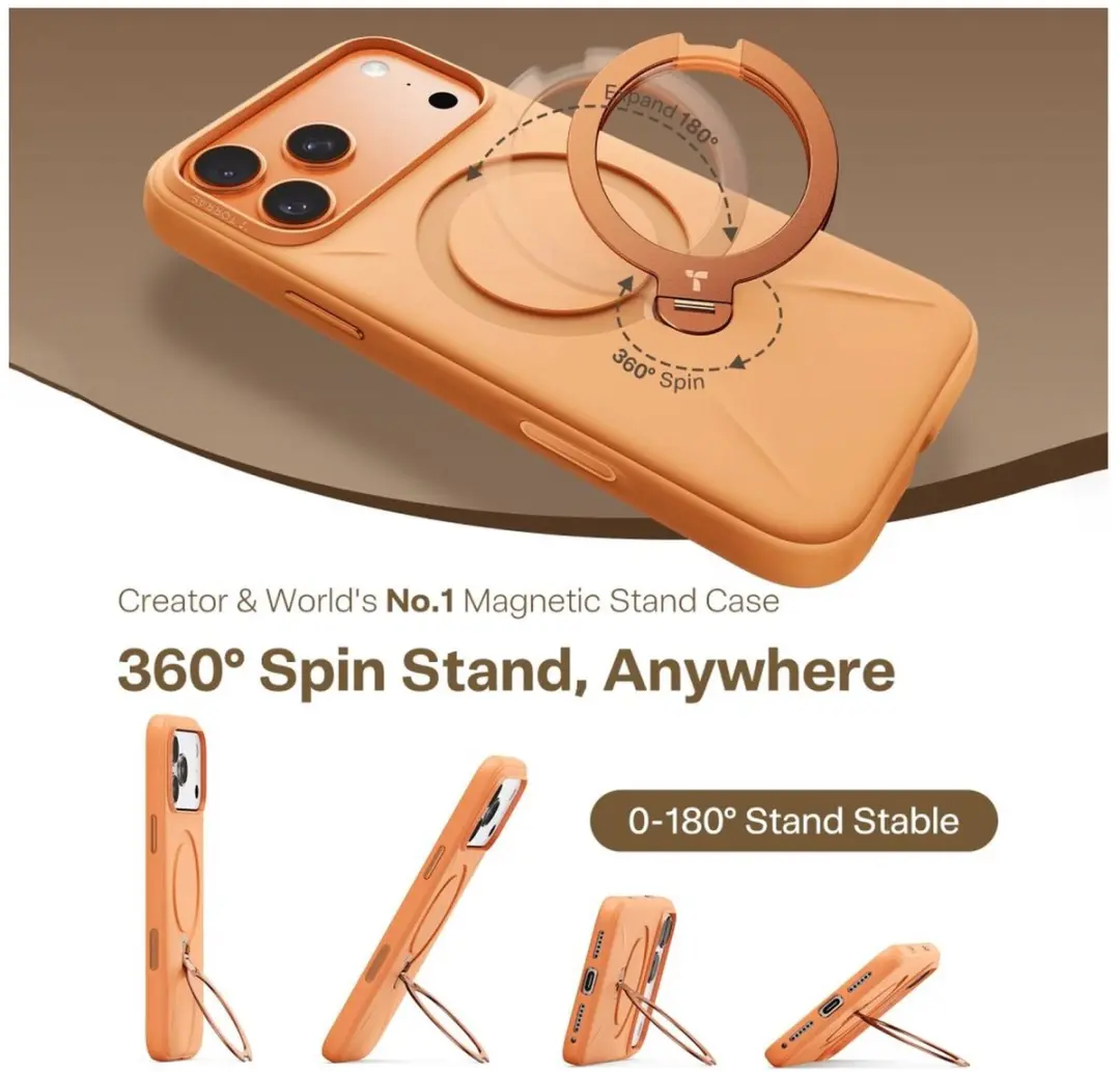 Torras Ostand Q Pro Silicone Hoesje iPhone 17 Pro Max - Oranje