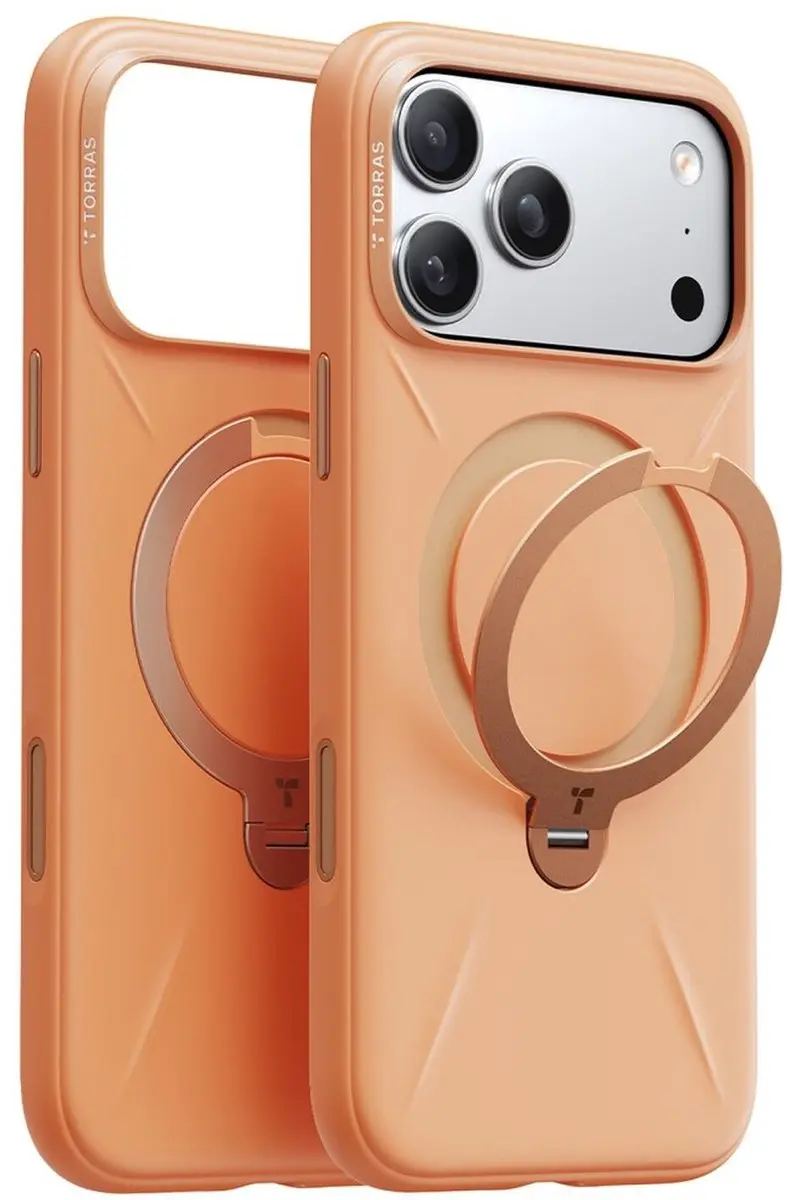 Torras Ostand Q Pro Silicone Hoesje iPhone 17 Pro Max - Oranje