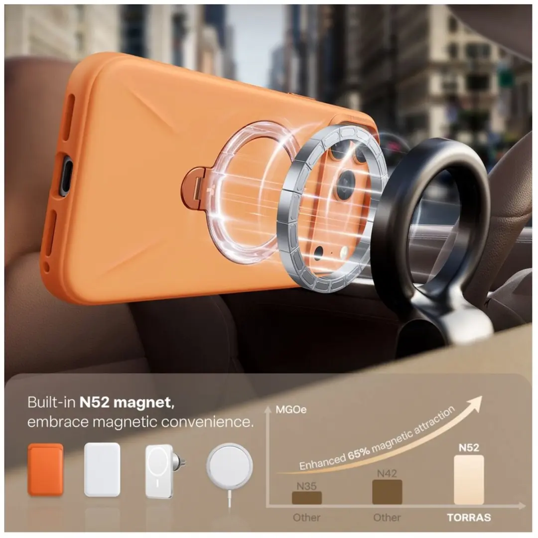 Torras Ostand Q Pro Silicone Hoesje iPhone 17 Pro Max - Oranje