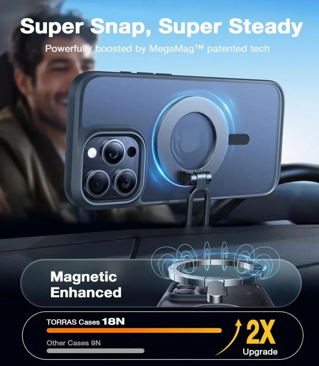 Torras Guardian Magnetic Hoesje iPhone 16 Pro Max - Matte Zwart
