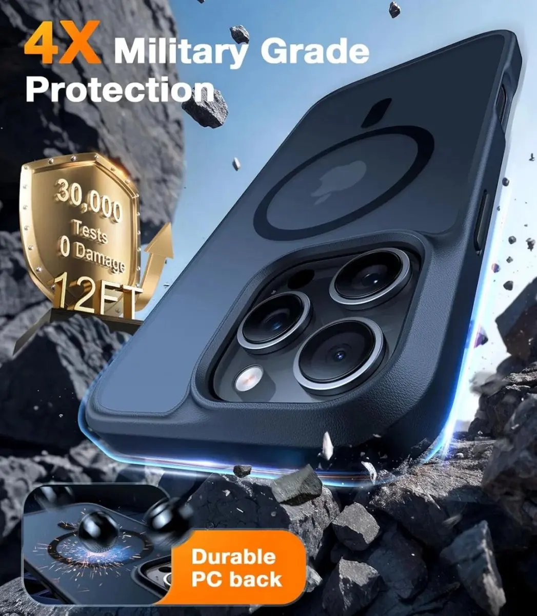 Torras Guardian Magnetic Hoesje iPhone 16 Pro Max - Matte Zwart - afbeelding 6 van 6