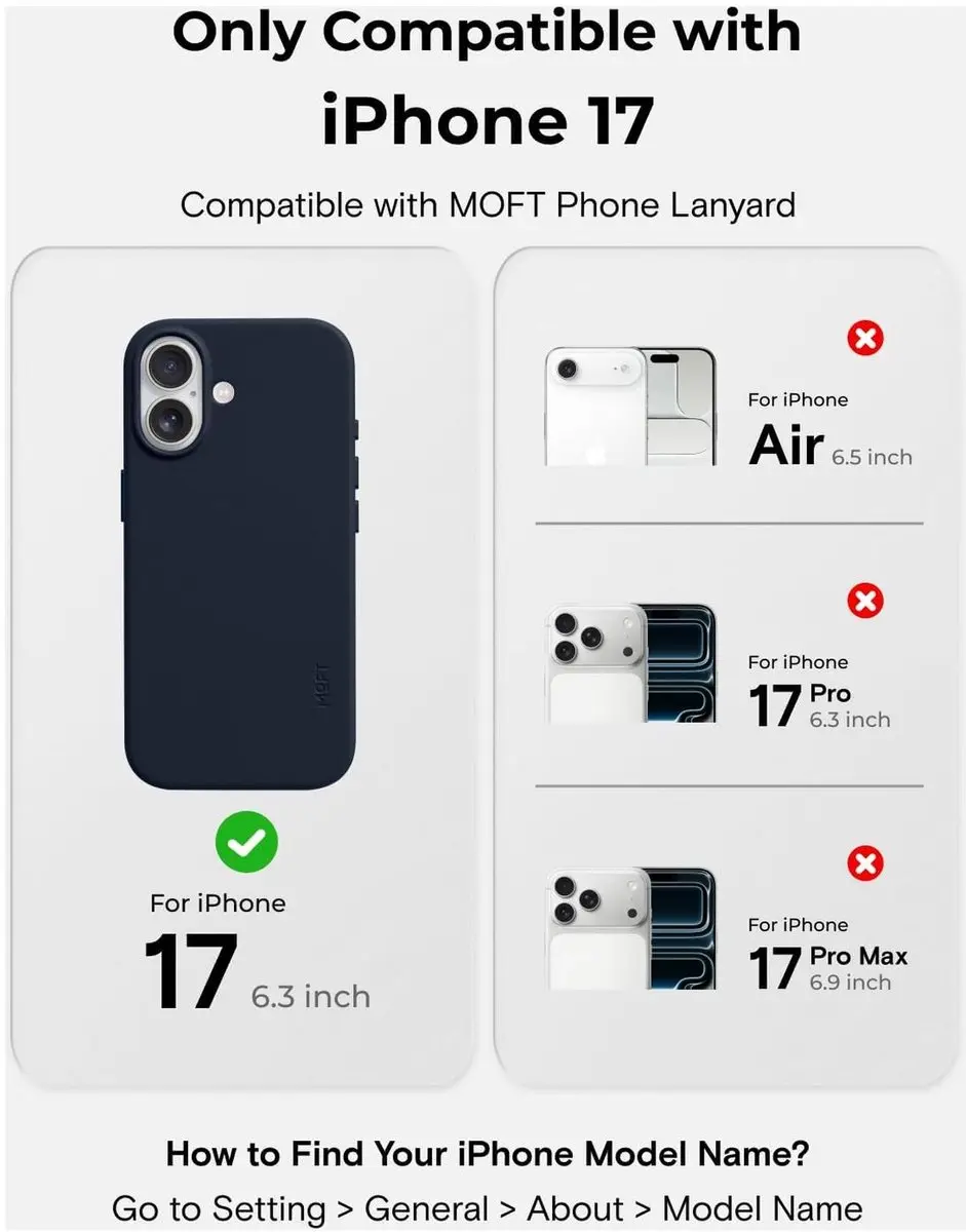 MOFT MOVAS Snap iPhone 17 Hoesje - Blauw Vegan Leer - MagSafe - afbeelding 6 van 6