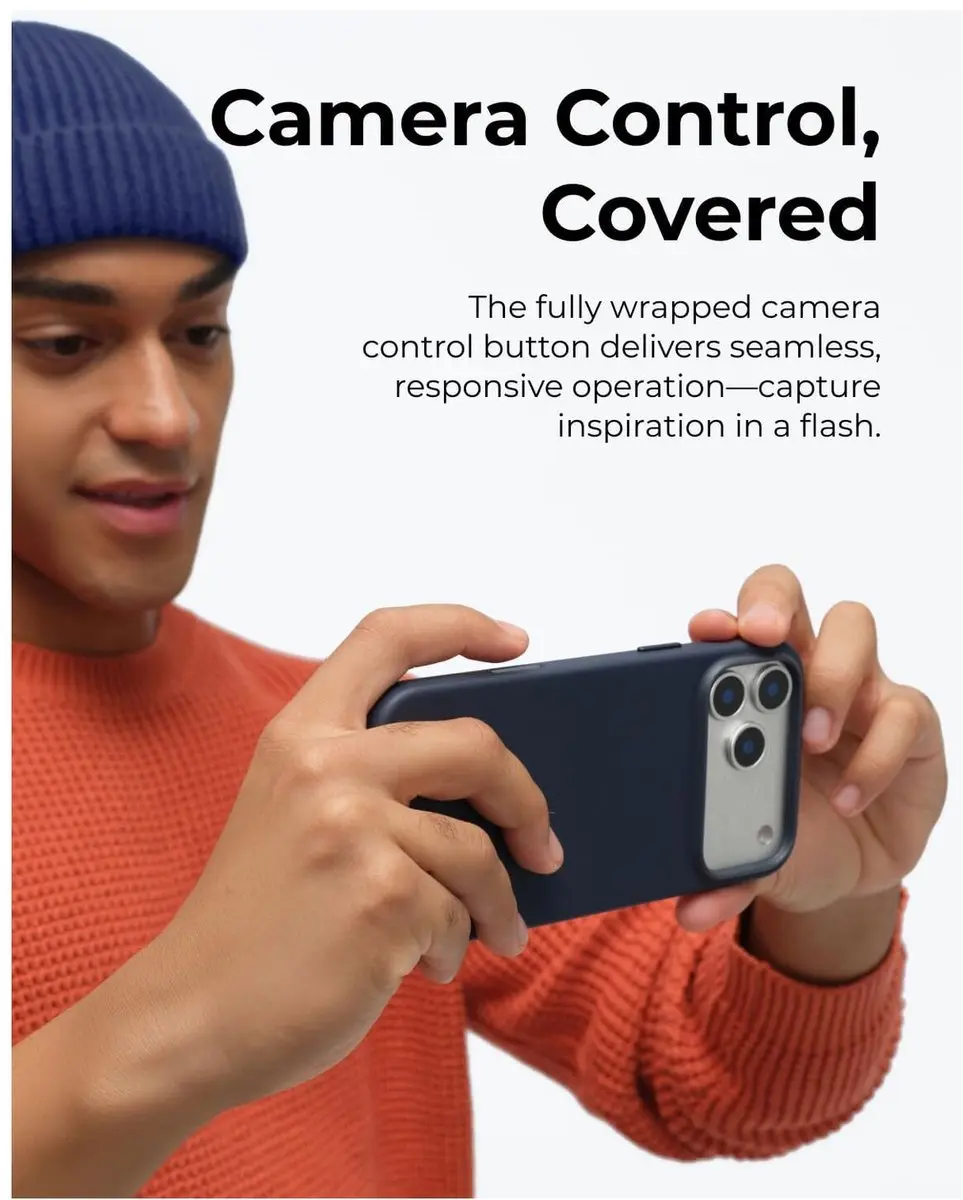 MOFT MOVAS Snap iPhone 17 Hoesje - Blauw Vegan Leer - MagSafe