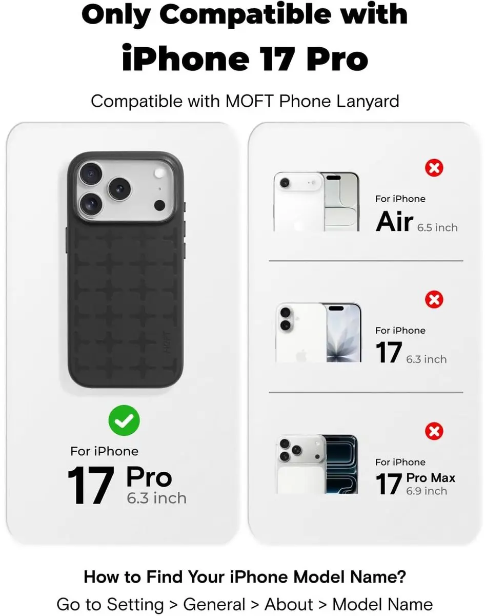 MOFT Tombogo Hoesje iPhone 17 Pro - MagSafe - Vegan Leer - Zwart - afbeelding 6 van 6