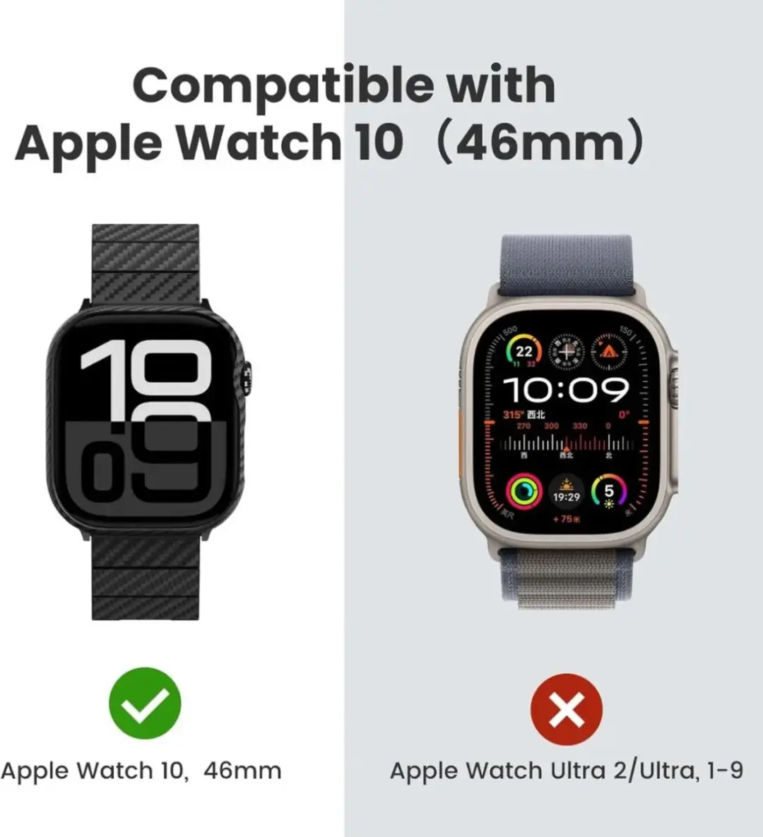 Pitaka Air Case Apple Watch 10 46mm - Ultra Dun 600D Zwart/Grijs