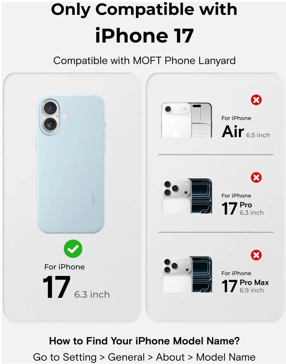 MOFT iPhone 17 Hoesje - MagSafe Vegan Leer - Lichtblauw