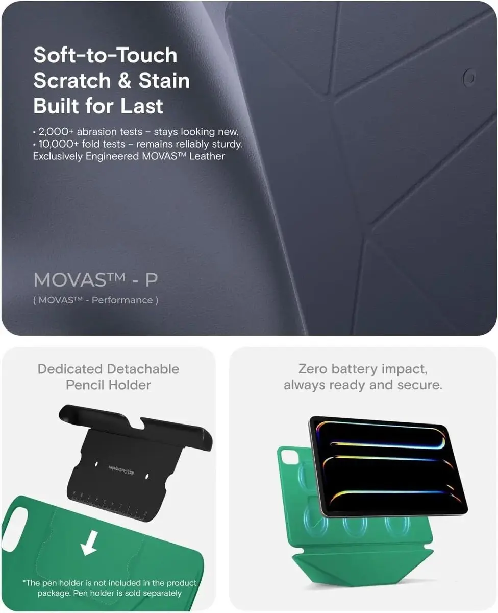 MOFT Dynamic Folio Hoes iPad Air 11/10.9 - Magnetisch - 20+ Kijkhoeken - Vegan Leer - Navy
