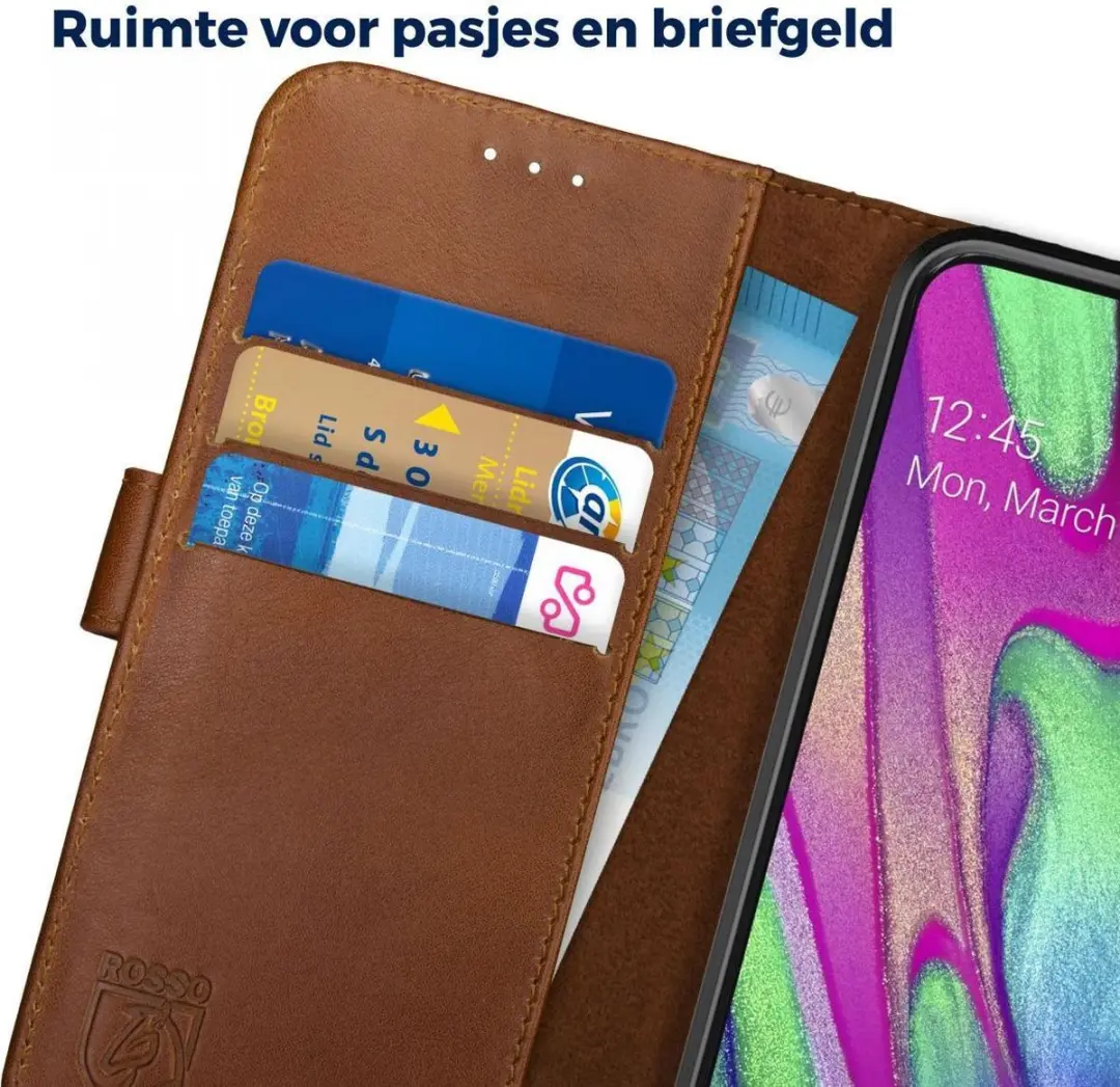Rosso Deluxe Book Case Samsung Galaxy A40 - 3 Pasjes Bruin