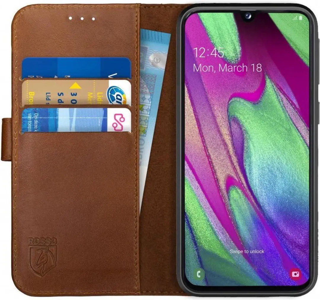 Rosso Deluxe Echt Leer Book Case Hoesje Geschikt voor Samsung Galaxy A40