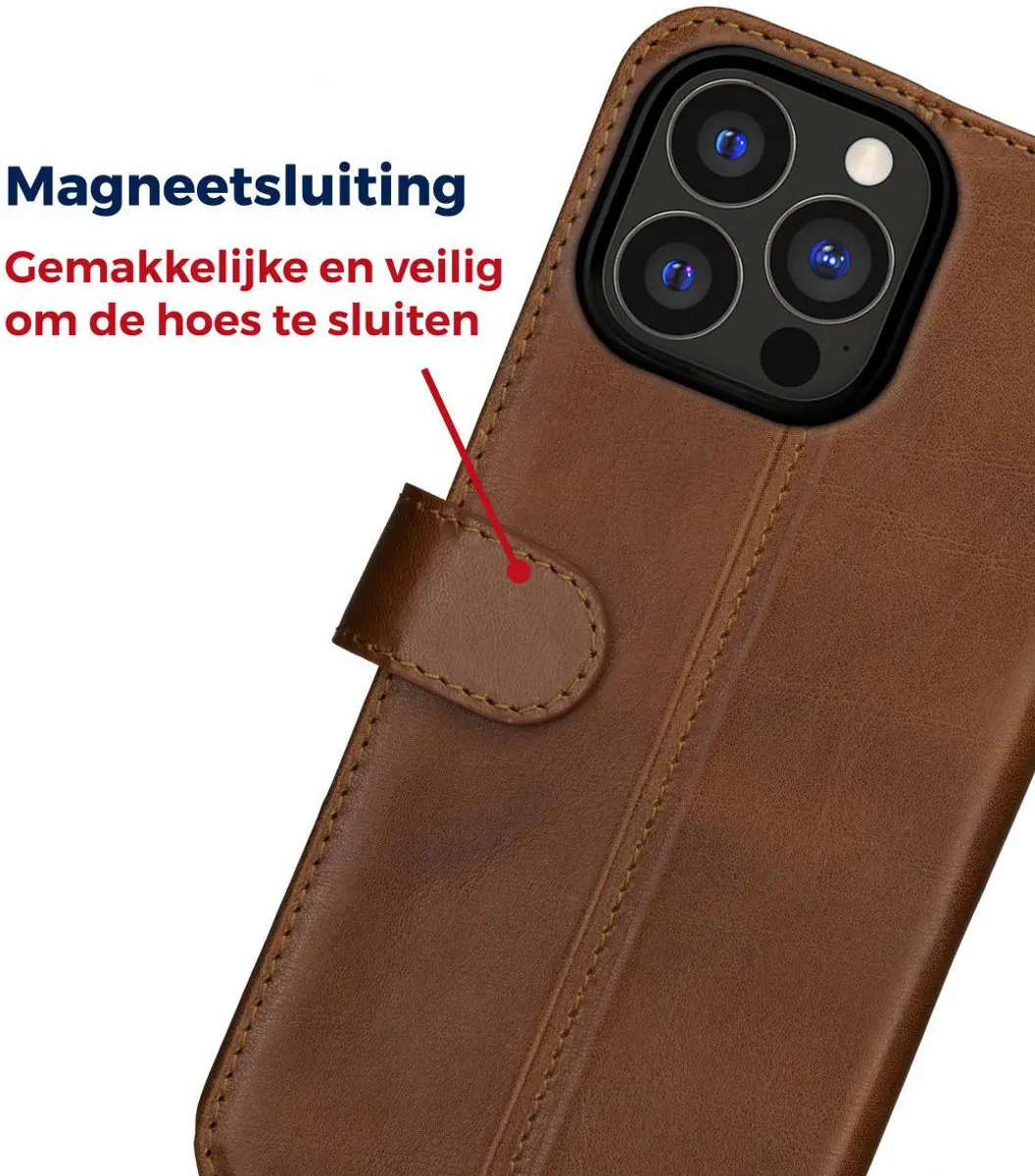 Rosso Deluxe Book Case iPhone 13 Pro Max - 3 Pasjes Bruin