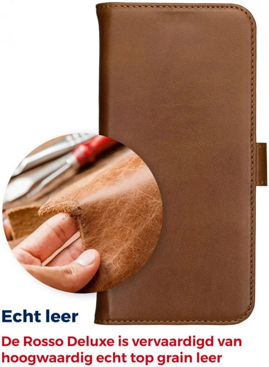 Rosso Deluxe Book Case iPhone 13 Pro Max - 3 Pasjes Bruin