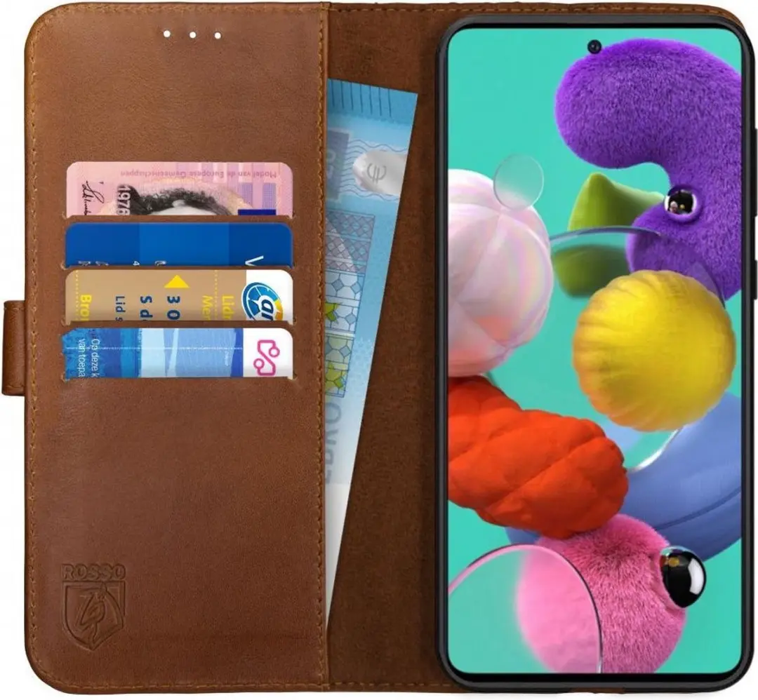 Rosso Deluxe Echt Leer Book Case Hoesje Geschikt voor Samsung Galaxy A71