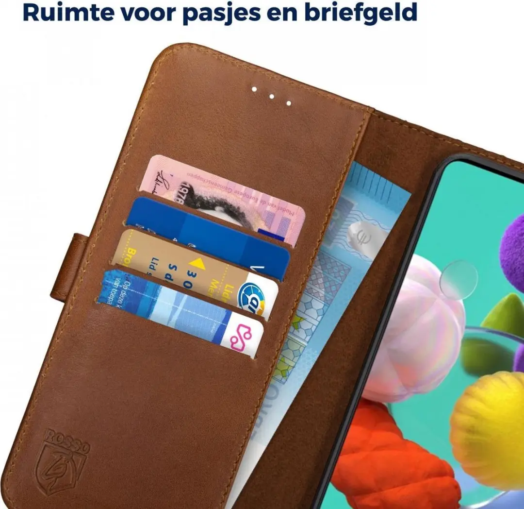 Rosso Deluxe Book Case Samsung Galaxy A71 - 3 Pasjes - Bruin
