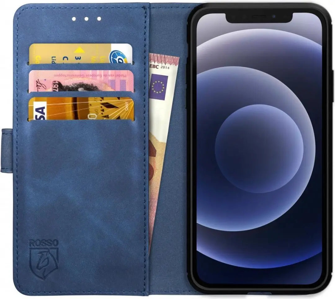 Rosso Element Hoesje Geschikt voor Apple iPhone 12 / 12 Pro Book Cover Blauw