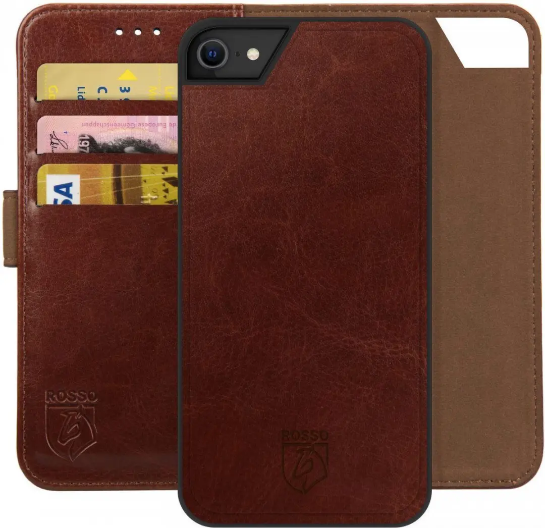 Rosso Element 2-in-1 Hoes Geschikt voor Apple iPhone 6/7/8/SE (2020/2022) Bruin