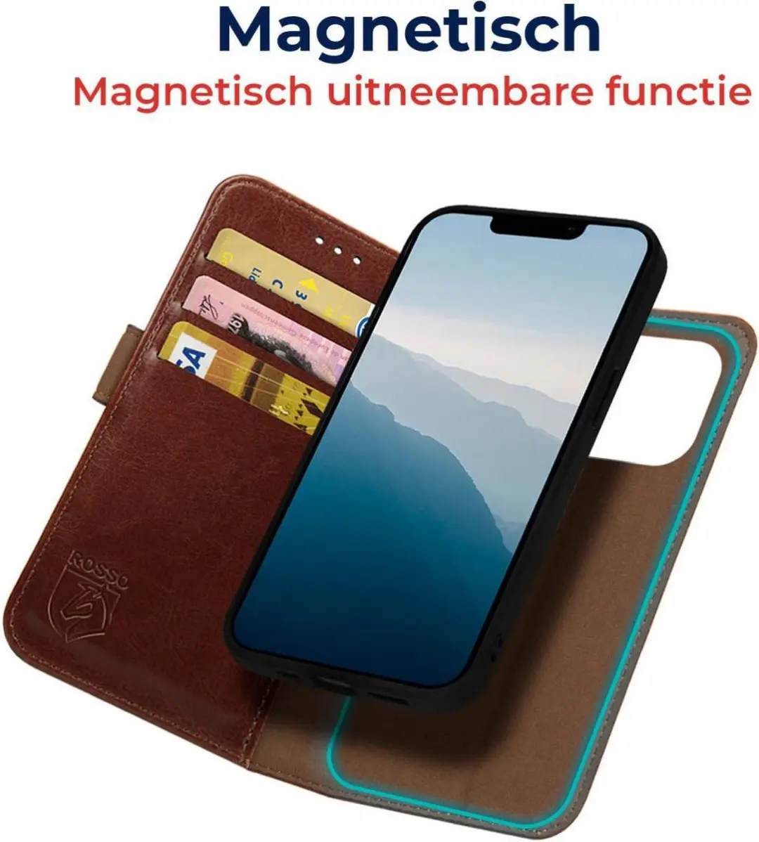 Rosso Element 2-in-1 Hoes iPhone 6/7/8/SE - 3 Pasjes - Bruin