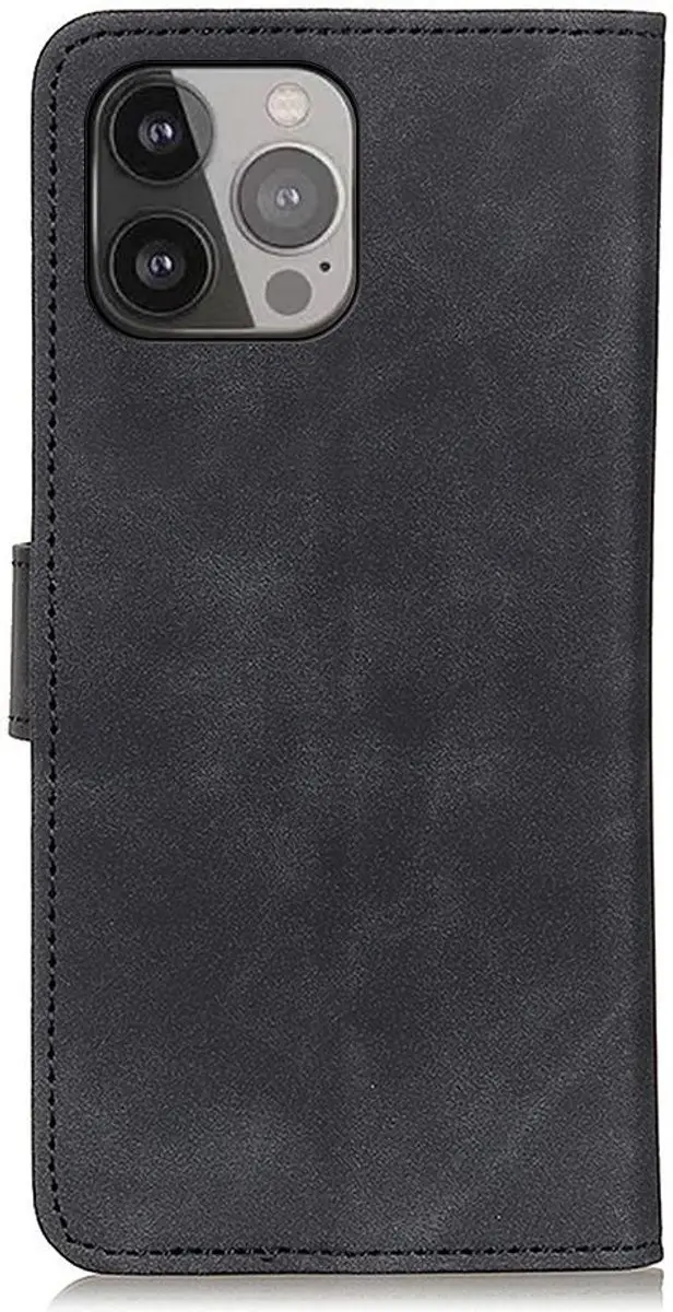 Khazneh Retro Wallet Book Case iPhone 13 Pro Max - Zwart
