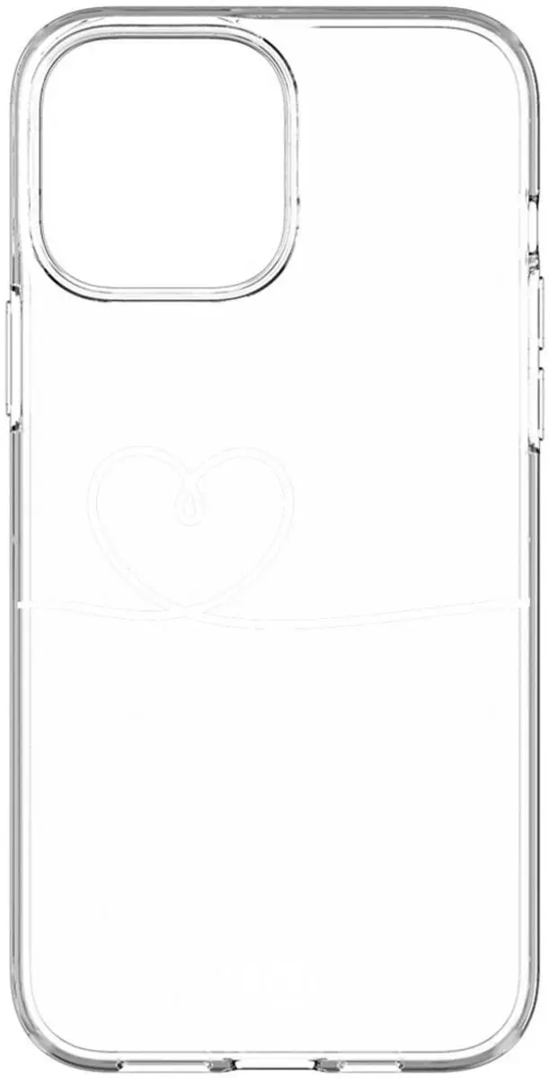 HappyCase iPhone 13 Pro Hoesje Hartje Print - Wit/Transparant