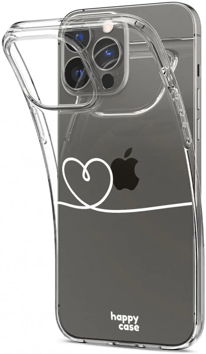 HappyCase iPhone 13 Pro Hoesje Hartje Print - Wit/Transparant - afbeelding 6 van 6