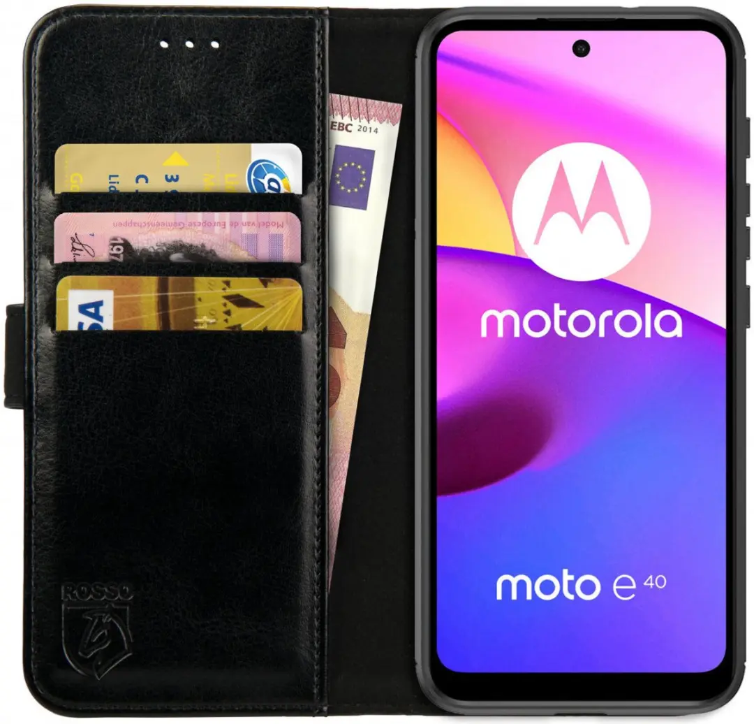 Rosso Element Motorola Moto E30/E40 Hoesje Book Cover Wallet Zwart