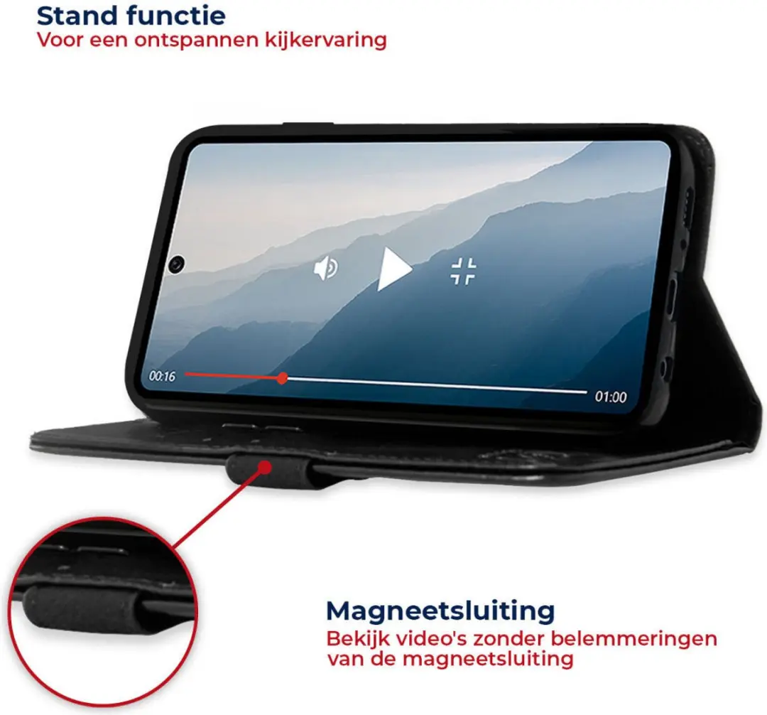 Rosso Moto E30/E40 Book Cover Wallet Hoesje - 3 Pasjes - Zwart
