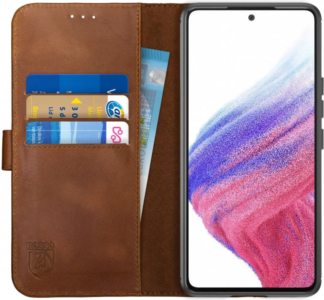 Rosso Deluxe Echt Leer Book Case Hoesje Geschikt voor Samsung Galaxy A53