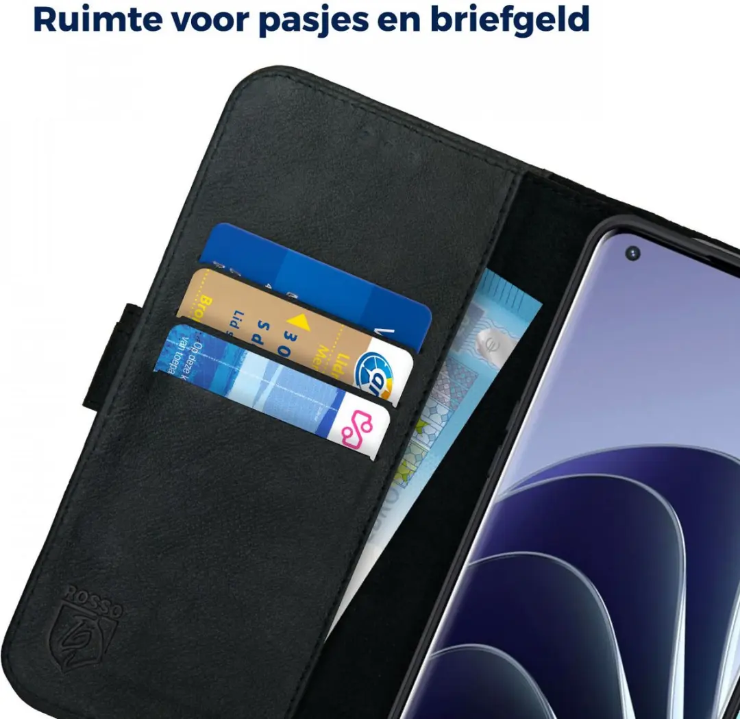 Rosso Deluxe Book Case OnePlus 10 Pro - 3 Pasjes - Zwart