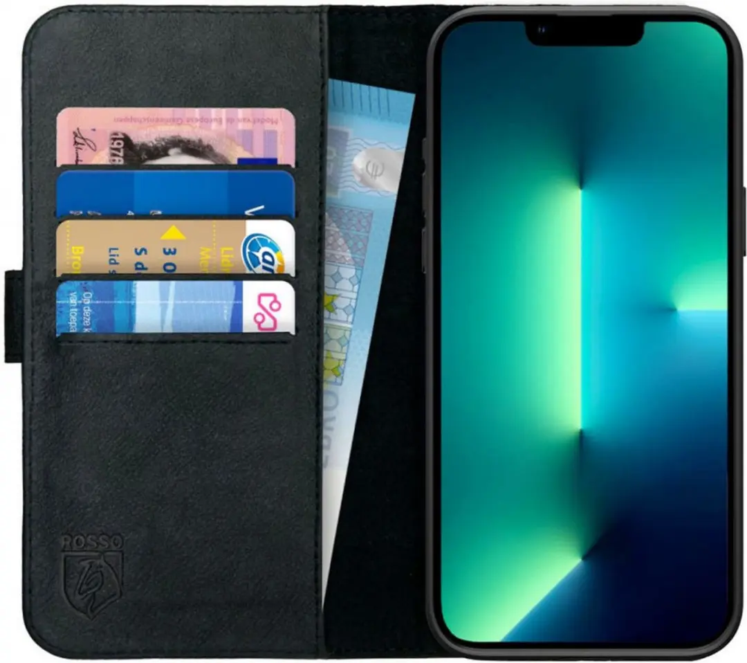 Rosso Deluxe Echt Leer Book Case Hoesje Geschikt voor Apple iPhone 14 Plus