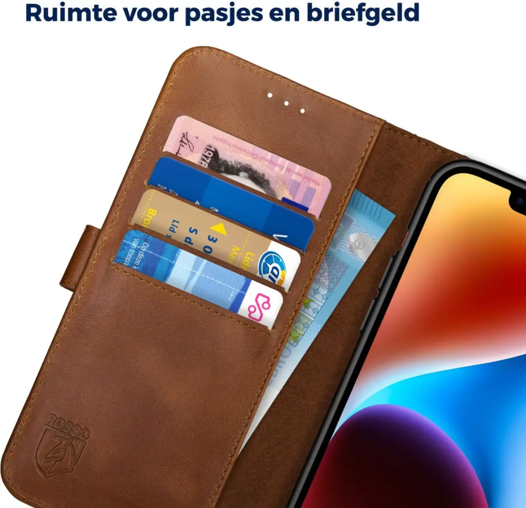 Rosso Deluxe Book Case iPhone 14 Plus - 3 Pasjes - Bruin