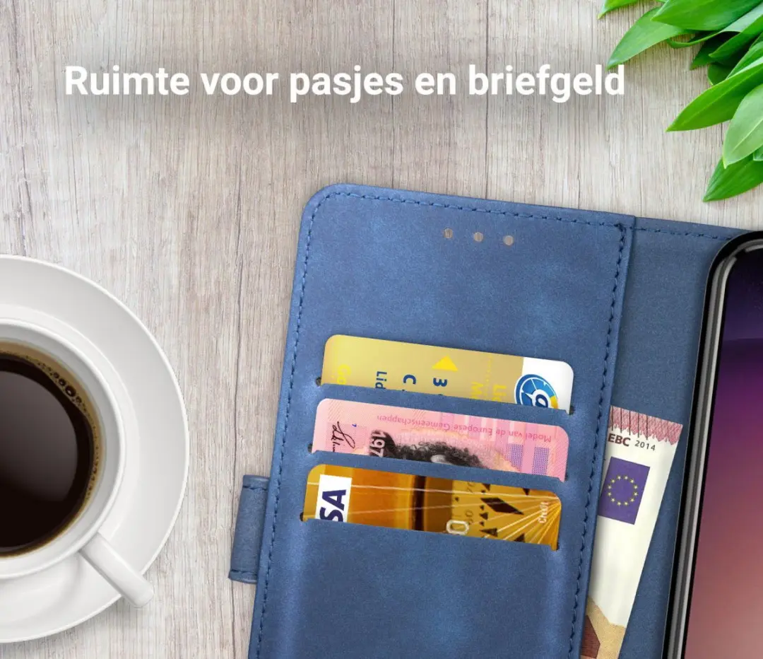 Rosso Element Book Case Wallet Samsung Galaxy S23 Plus - 3 Pasjes - Blauw - afbeelding 6 van 6