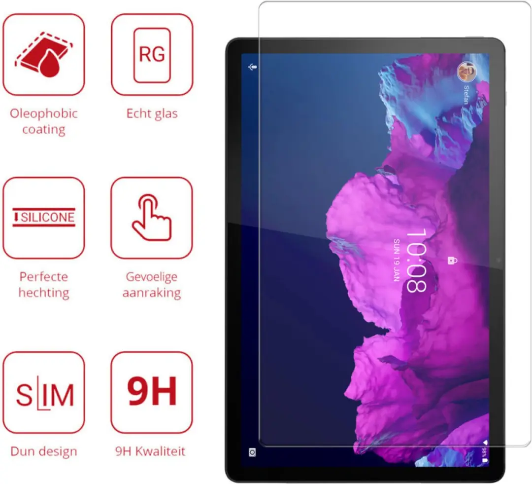 Rosso Tempered Glass 147211 - Lenovo Tab P11/P11 Plus - 9H - Transparant/Red