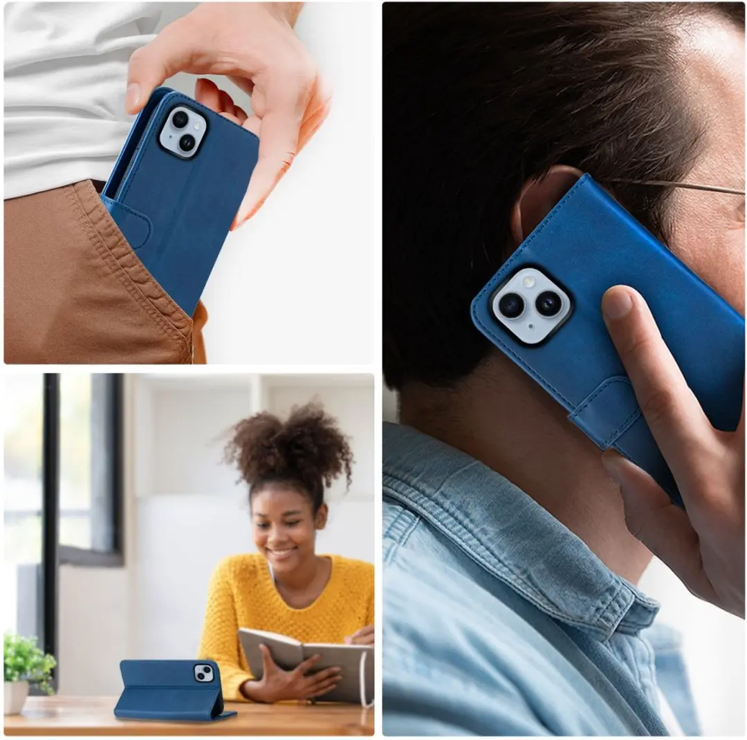Rosso Element Book Case Wallet iPhone 14 - 3 Pasjes - Blauw