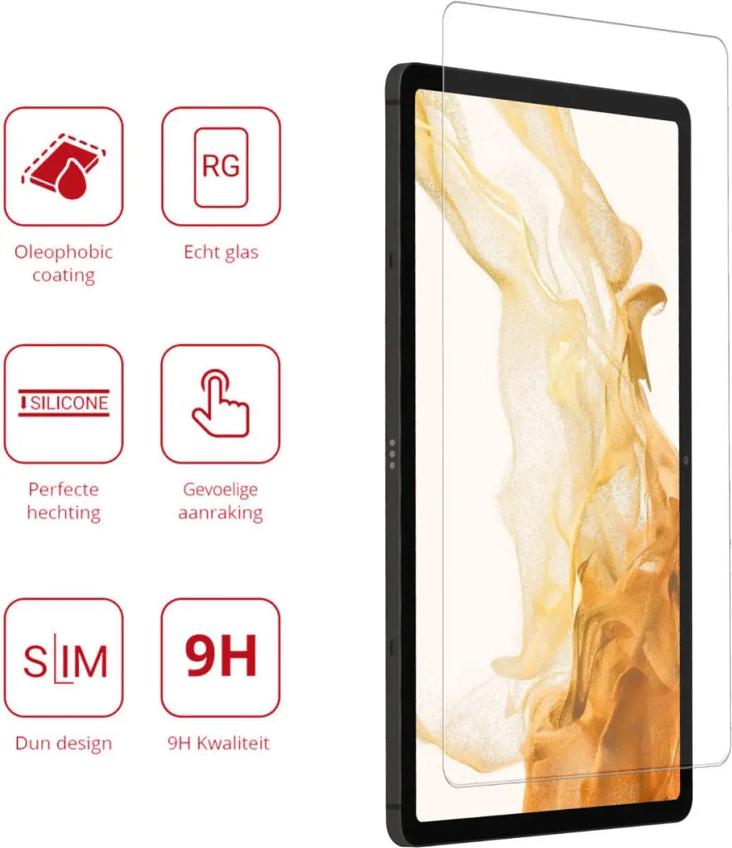 Rosso 9H Tempered Glass - Samsung Galaxy Tab S7+/S8+ - Transparant/Red
